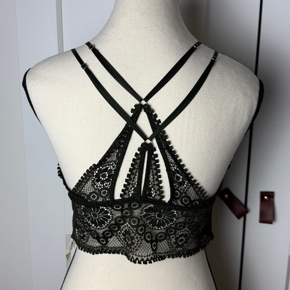 NWT aerie bohemian longline lace corset padded bralette medium olive green - Picture 4 of 9